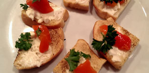Toast Points with Roasted Red Pepper and Goat Cheese